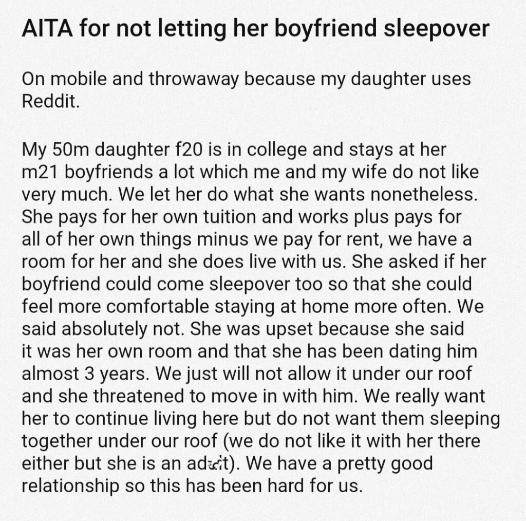 aita-for-not-letting-her-boyfriend-sleepover