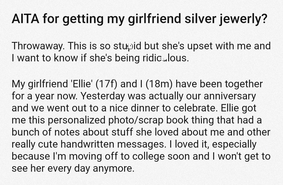 AITA For Getting My Girlfriend Silver 